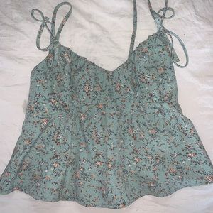 pacsun blue flower top w bows